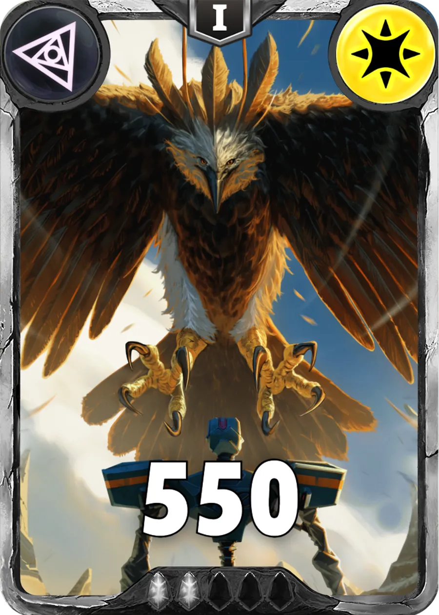 Carte saison 1 arkhante commune Giant Eagle alternative rang 5 grade C animation de niveau 1 element Lumière cross the ages