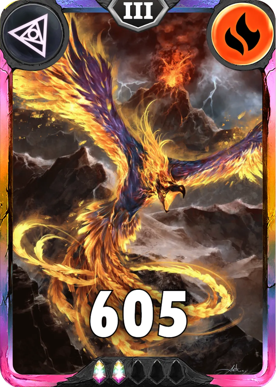 Carte saison 1 arkhante commune Phoenix alternative rang 5 grade C animation de niveau 3 element Feu cross the ages