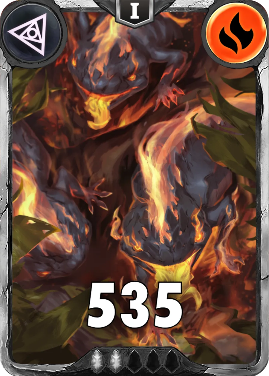 Carte saison 1 arkhante commune Salamander alternative rang 5 grade C animation de niveau 1 element Feu cross the ages