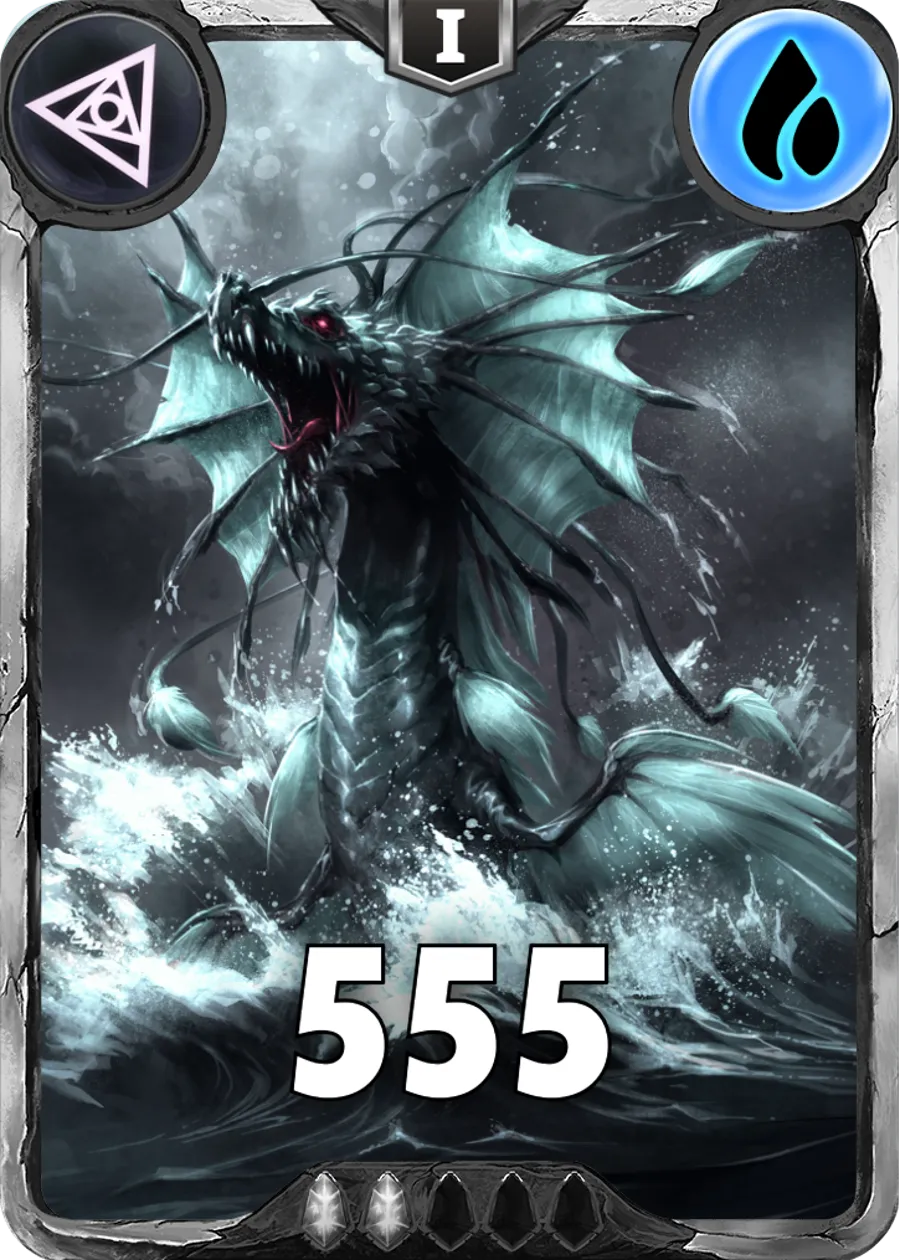 Carte saison 1 arkhante commune Sea Dragon alternative rang 5 grade C animation de niveau 1 element Eau cross the ages