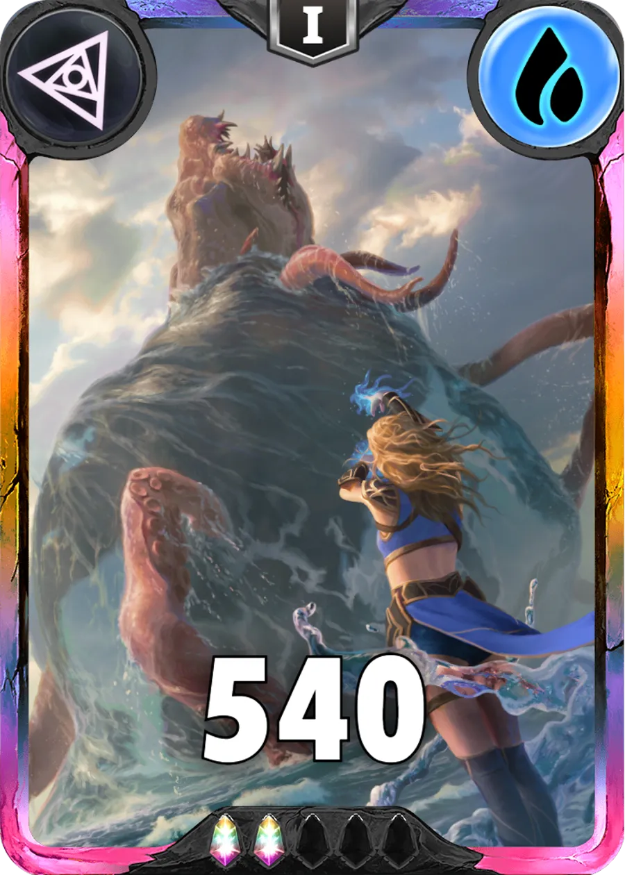 Carte saison 1 arkhante exclusive Kraken alternative rang 5 grade C animation de niveau 1 element Eau
