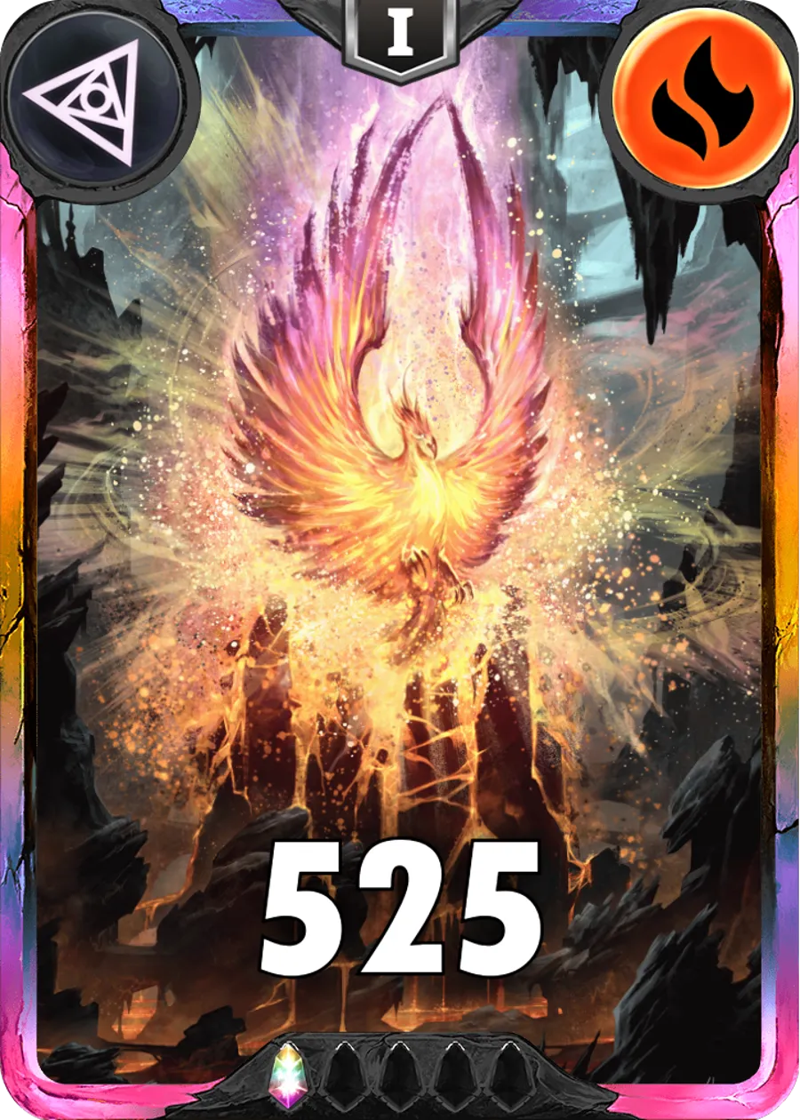 Carte saison 1 arkhante exclusive Phoenix standard rang 1 animation de niveau 1 element feu cross the ages