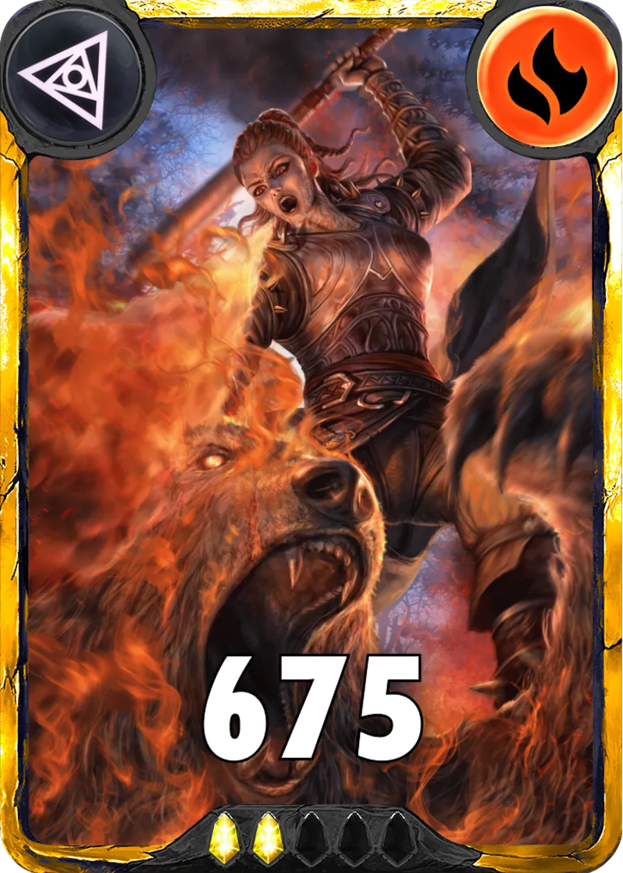 Carte saison 1 arkhante mythique sarash alternative rang 5 grade C animation de niveau 2 element feu cross the ages