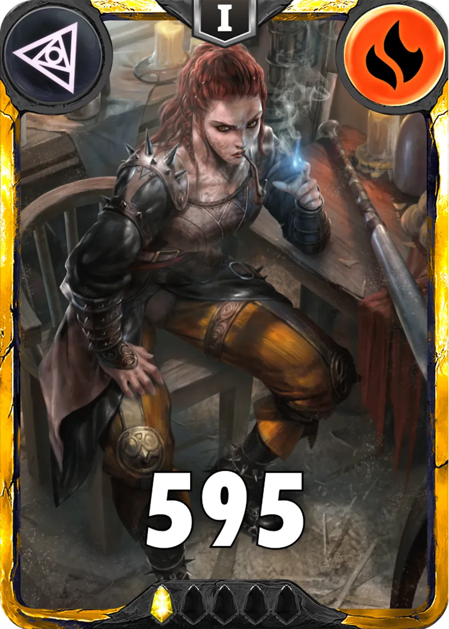 Carte saison 1 arkhante mythique Sarash standard rang 1 animation de niveau 1 element feu cross the ages