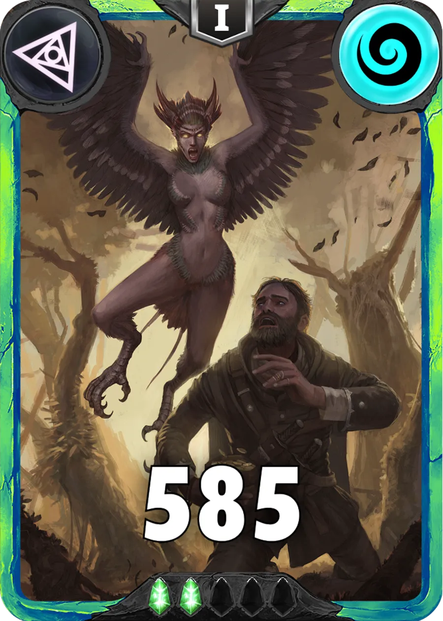 Carte saison 1 arkhante peu commune Harpy alternative rang 5 grade C animation de niveau 1 element Vent