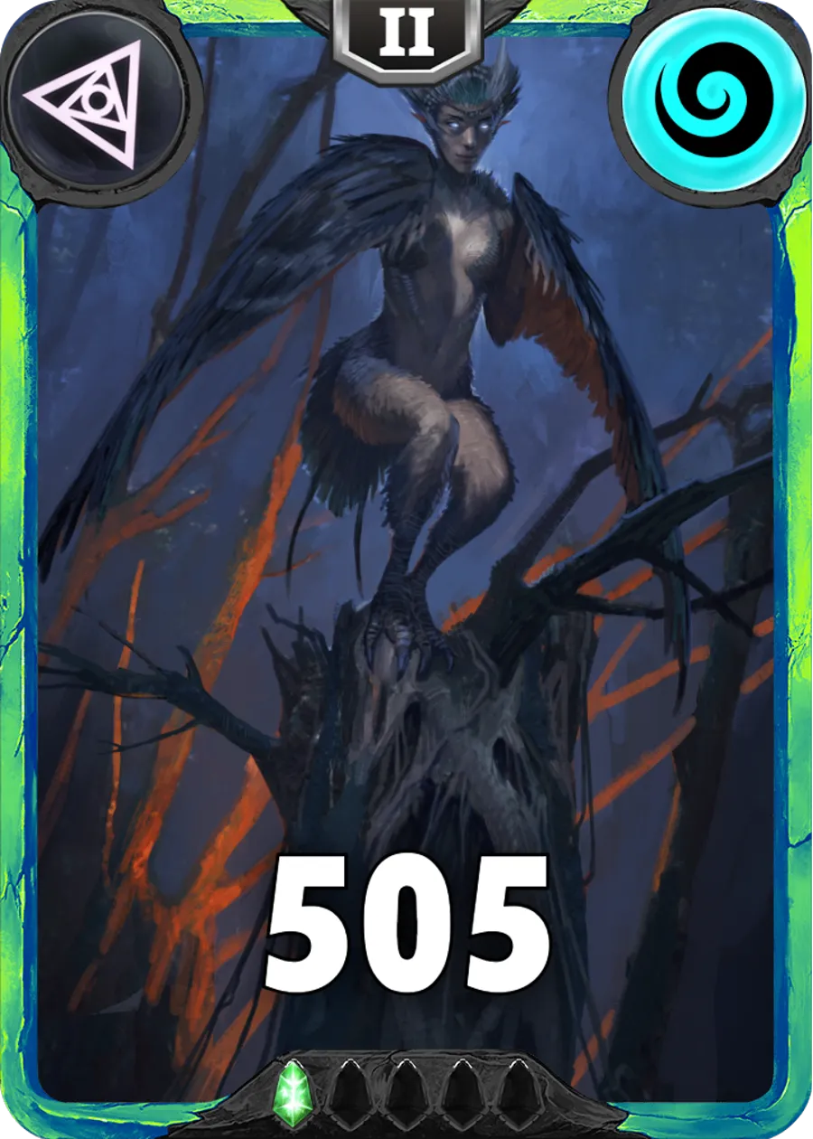 Carte saison 1 arkhante peu commune Harpy standard rang 1 animation de niveau 2 element air cross the ages