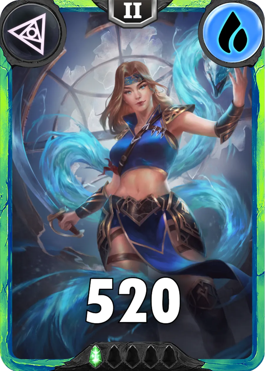 Carte saison 1 arkhante peu commune Water Snake standard rang 1 animation de niveau 2 element eau cross the ages