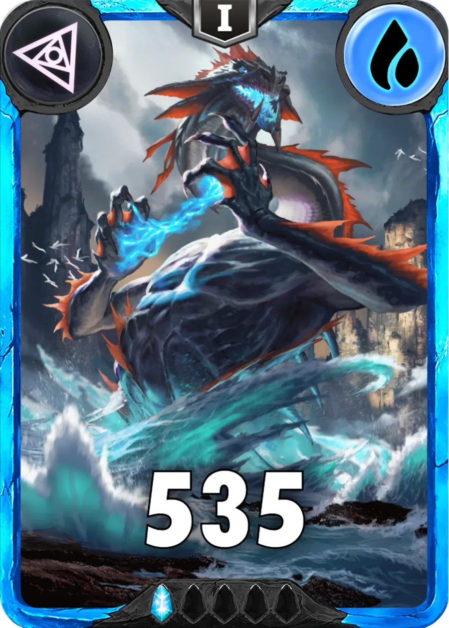 Carte saison 1 arkhante rare Leviathan standard rang 1 animation de niveau 1 element eau cross the ages