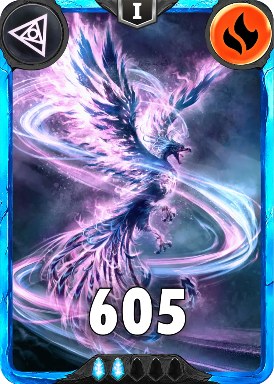 Carte saison 1 arkhante rare Phoenix alternative rang 5 grade C animation de niveau 1 element Feu cross the ages