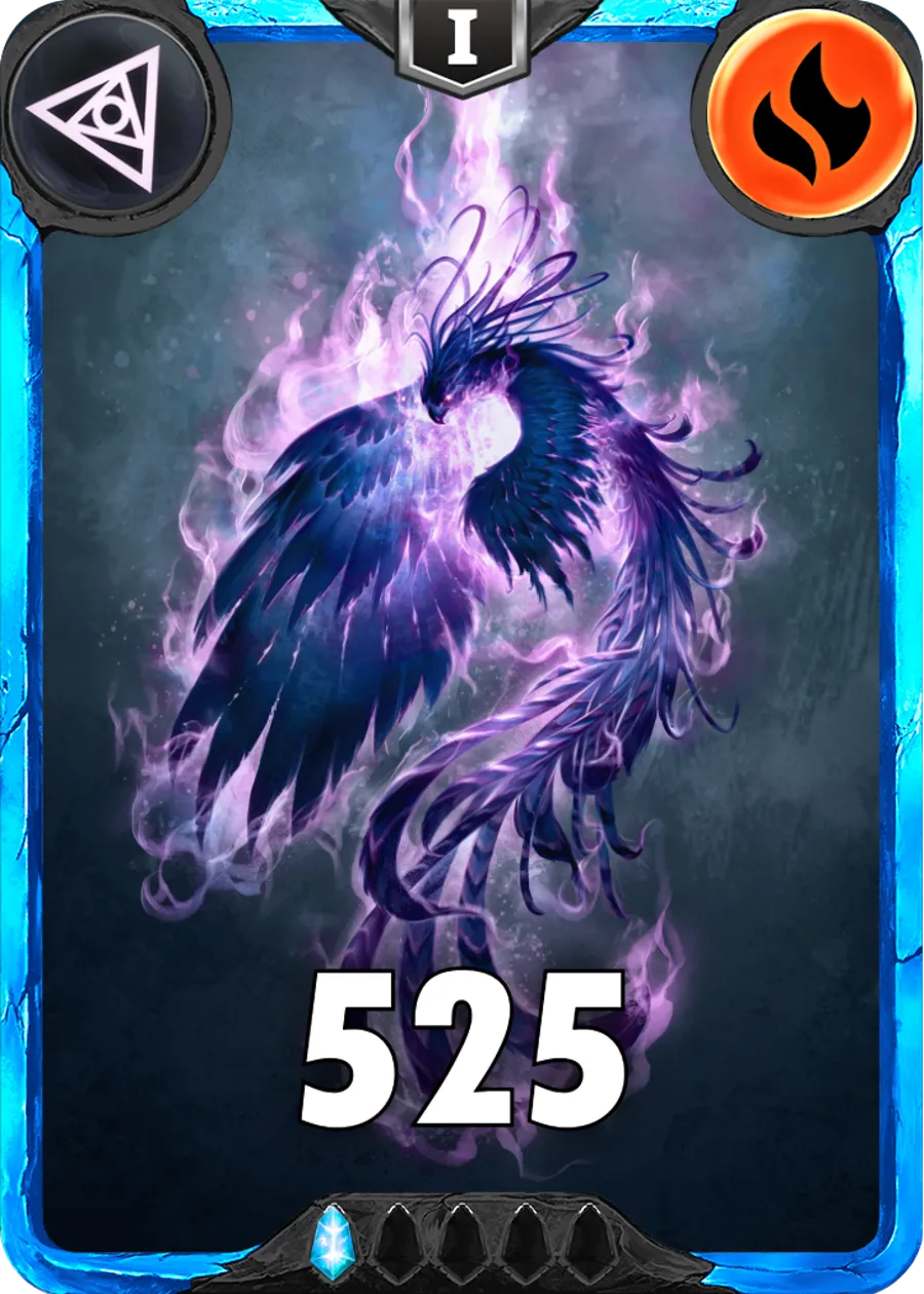 Carte saison 1 arkhante rare Phoenix standard rang 1 animation de niveau 1 element feu cross the ages