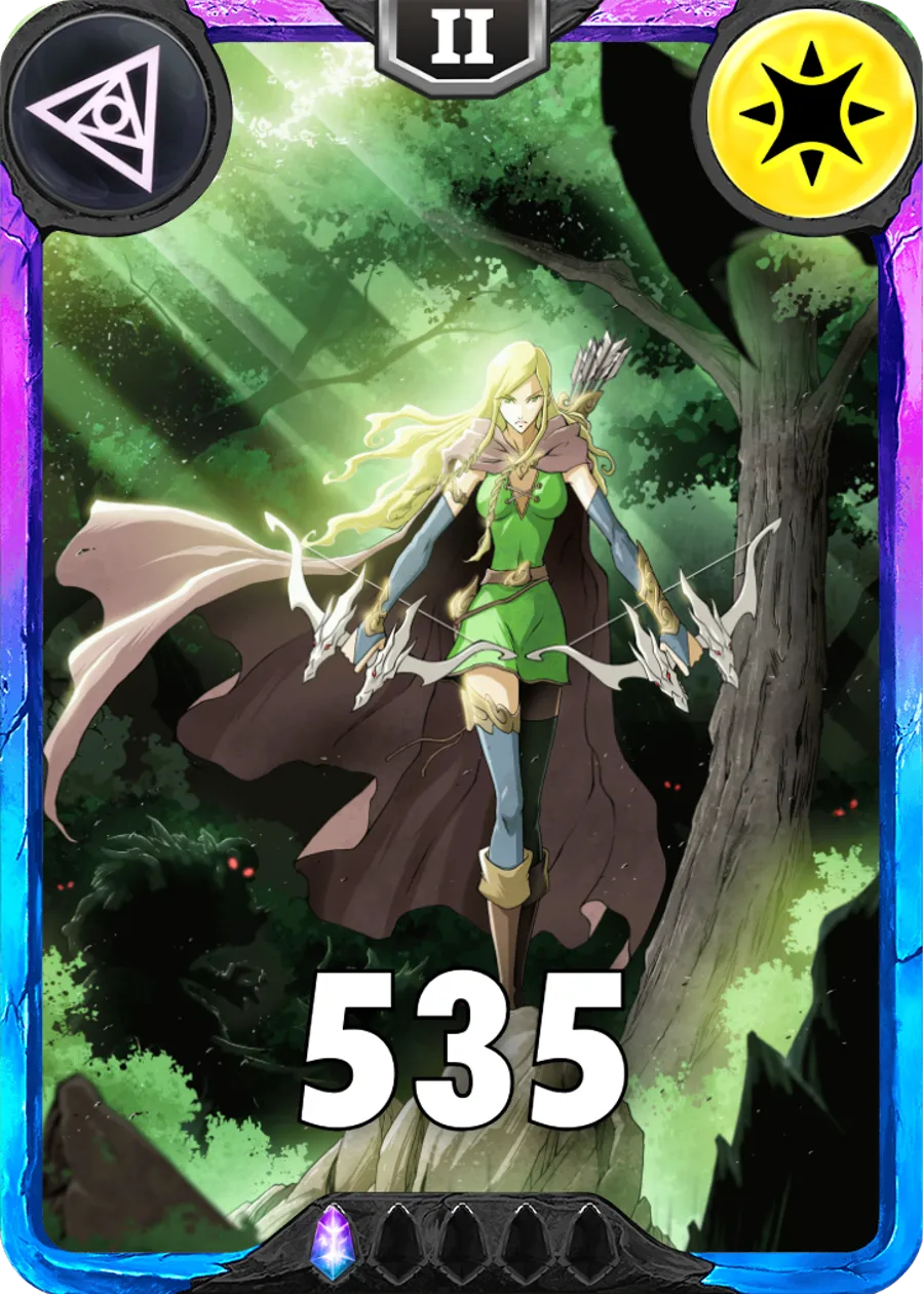 Carte saison 1 arkhante spéciale rare Archer standard rang 1 animation de niveau 2 element lumière cross the ages