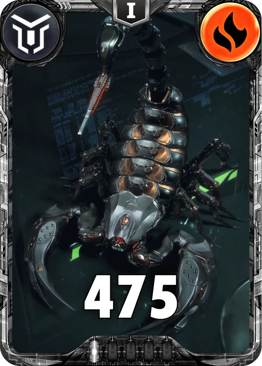 Carte saison 2 mantris commune Cyber Scorpion standard rang 1 animation de niveau 1 element Feu cross the ages