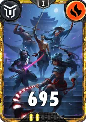 Carte saison 2 mantris Mythique Sassaki et Ses Disciples alternative combo rang 5 grace C animation de niveau 1 element Feu